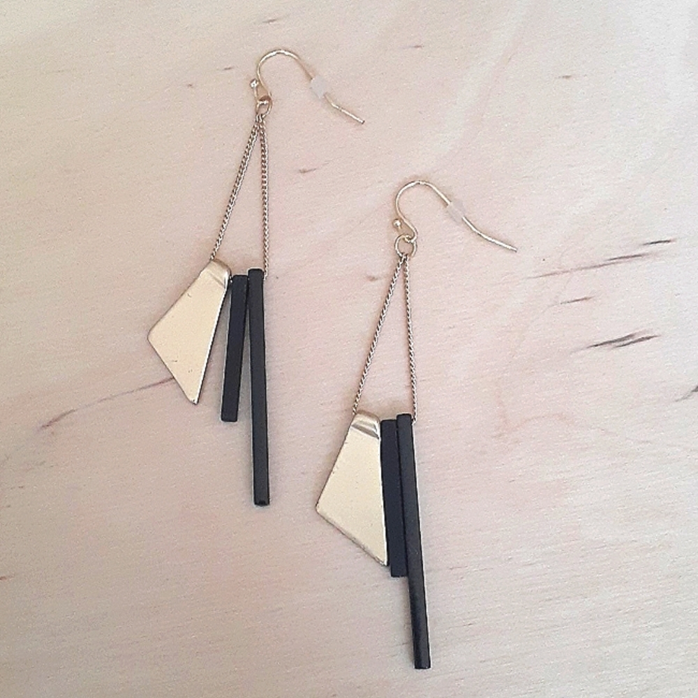 Madewell Earrings, Black and Gold